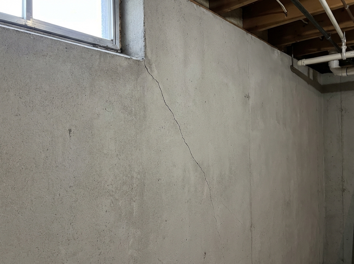 Hairline crack in basement foundation